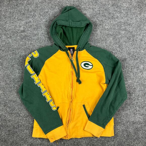 Reebok Tops - Reebok Green Bay Packers Hoodie Womens Size M Green Yellow Full Zip NFL Jacket